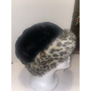Vintage Silverstone Black Faux Fur Hat Classic Winter Style One Size